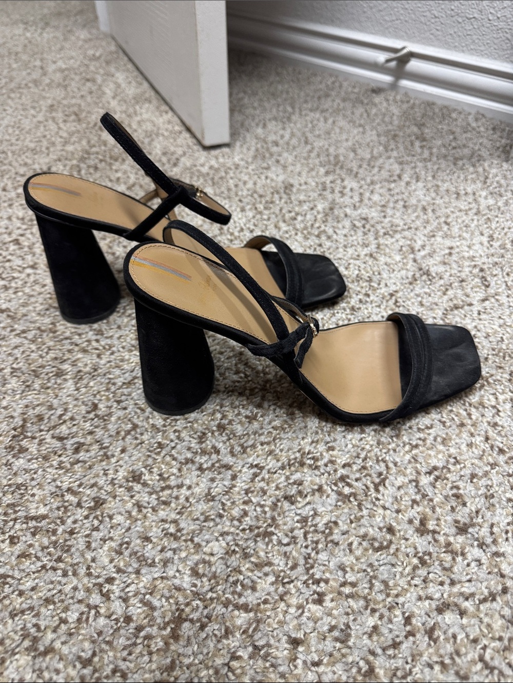 Sam Edelman Black Suede Block Heel Strappy Sandals